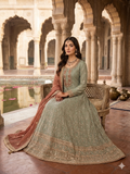 Pastel Green Party Wear Anarkali Kurta with Dupatta