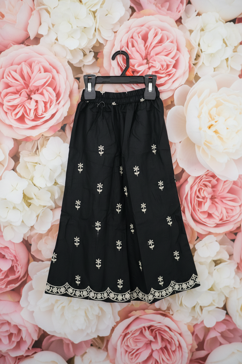 Black Cotton Kurta Plazzo set for girls