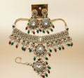 Regal Multicolor Polki Choker Set with Earrings & Maang Tikka